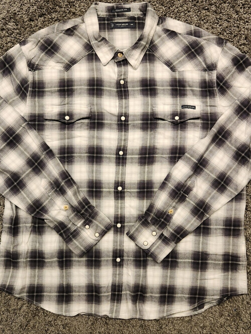 Lucky Brand Western flannel shirt Classic Fit pearl snap size XXL